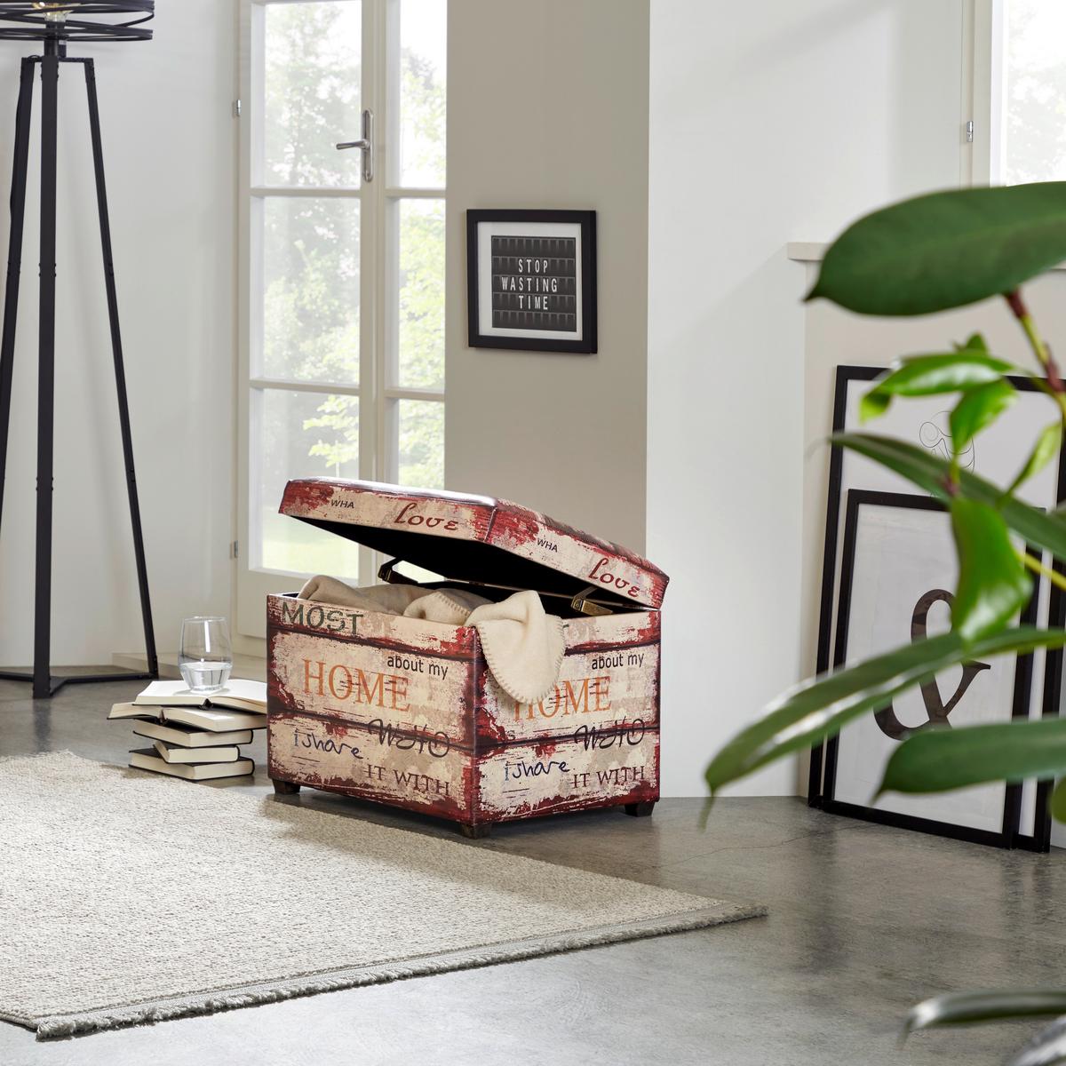 Truhenbank Home Multicolor mit Klappdeckel - Multicolor, MODERN, Leder/Holzwerkstoff (58/42/39cm)