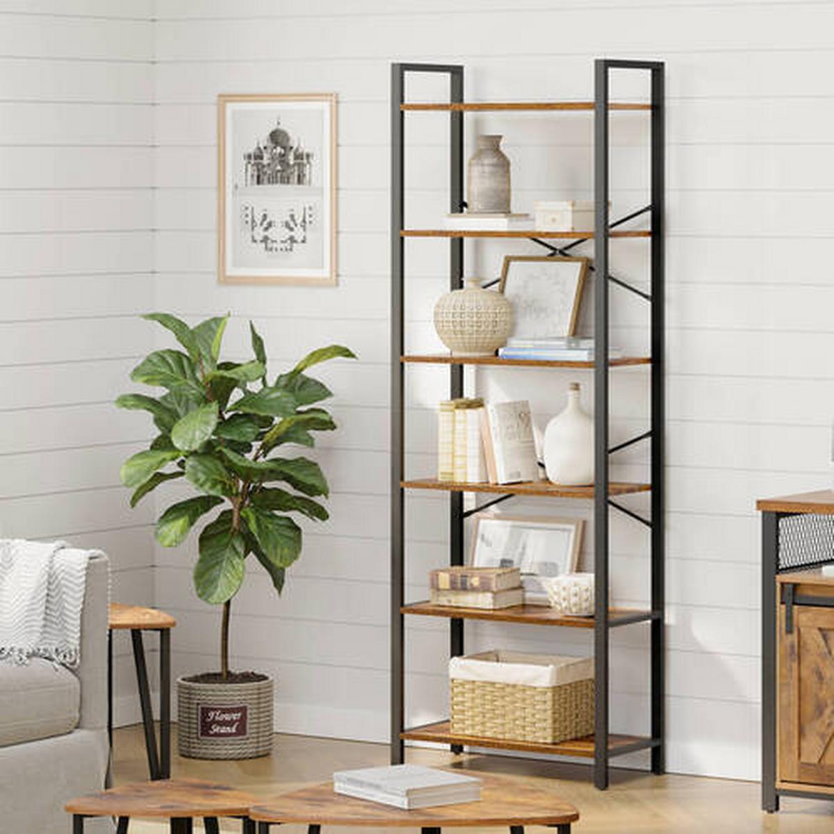 Regal Regal B: 66 cm Braun/Schwarz - Schwarz/Braun, Trend, Holzwerkstoff/Metall (66/186/30cm) - Boxxx