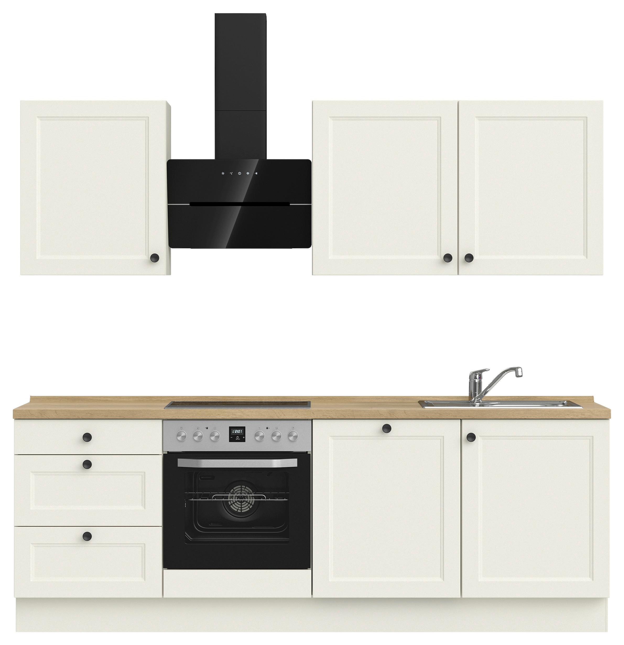 Kuchynská linka 240 cm, biela/dekor dub Sierra - čierna/biela, Modern, kov/kompozitné drevo (240cm) - Nobilia