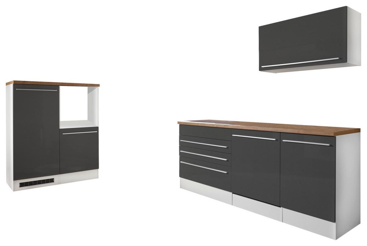 Küchenleerblock Gabriel Doppelblock - Wildeiche/Grau Hochglanz, Basics, Holzwerkstoff (320cm) - Respekta