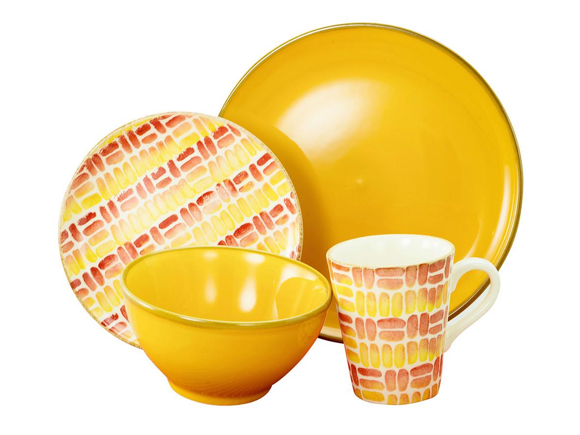 Kombinovaná souprava MARBELLA, 16-dílná - oranžová/žlutá, Trend, keramika (43,5/26,5/40cm) - Creatable