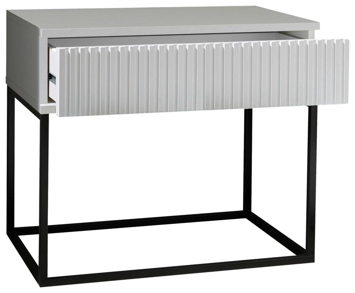 Noční stolek MARLE bílá - bílá/černá, Moderní, kov/kompozitní dřevo (60/52/38,5cm) - Hom`in