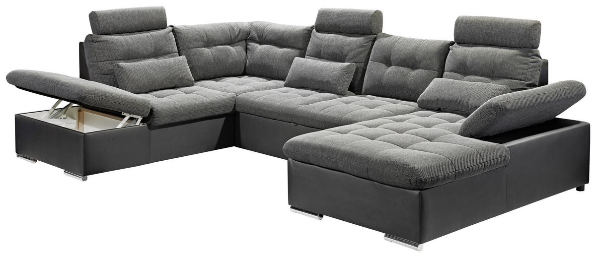 Sedací souprava ve tvaru U JAKARTA šedá / černá - šedá/černá, Design, textil/plast (218/324/170cm) - MID.YOU