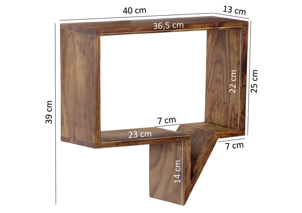 Wandregal-Set Mumbai 50 cm Sheesham - MODERN, Holz (50/49/13cm) - MID.YOU