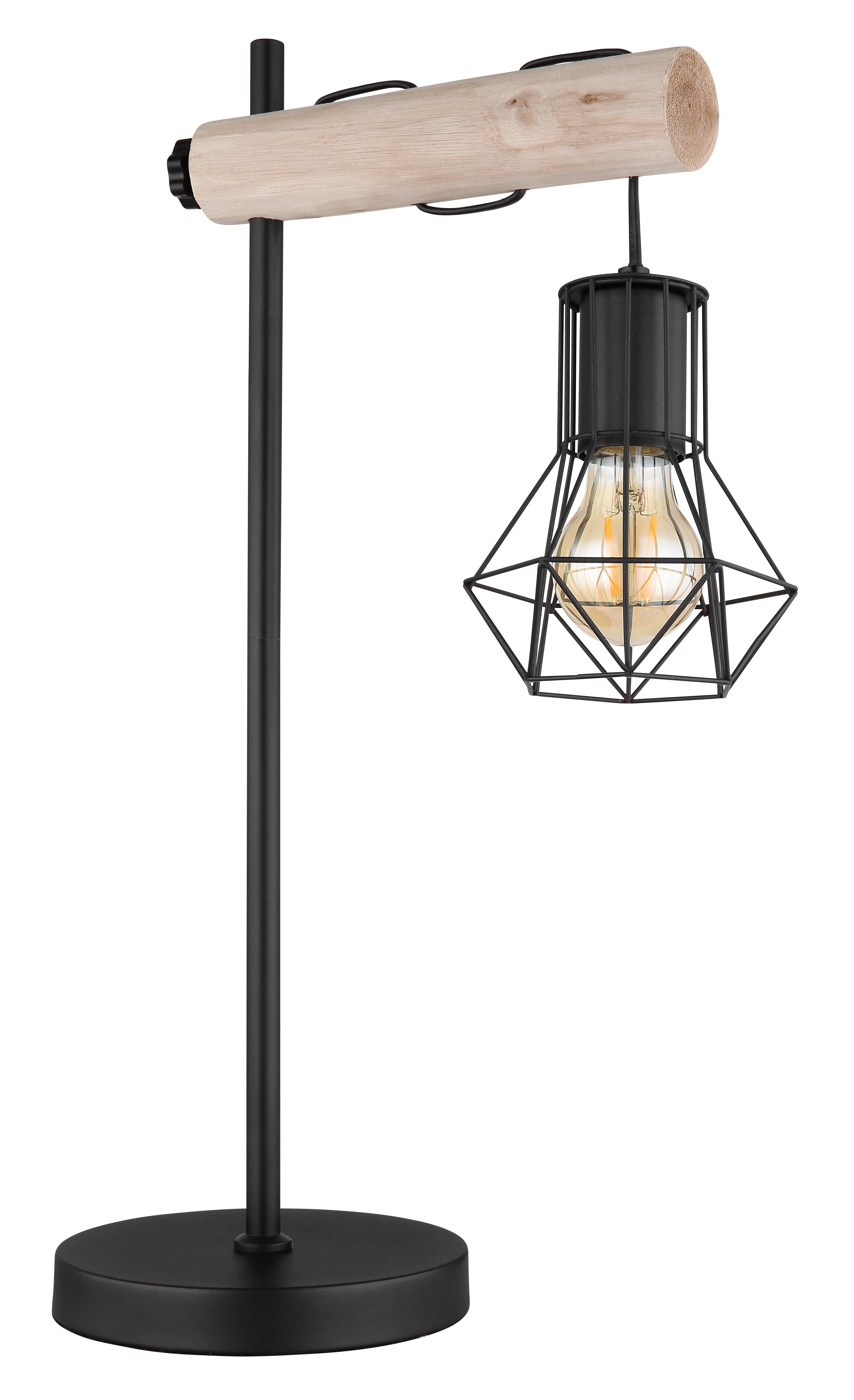 Tischleuchte 54017t - Schwarz/Naturfarben, Natur, Holz/Kunststoff (33/18/55cm) - Globo