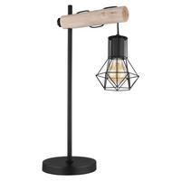 Tischleuchte 54017t - Schwarz/Naturfarben, Natur, Holz/Kunststoff (33/18/55cm) - Globo