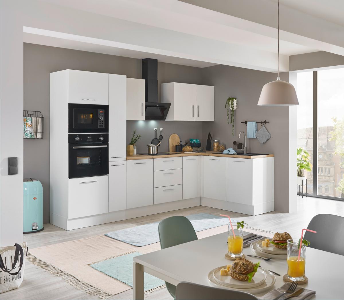 Eckküche Turin Weiß/Eiche Dekor 300x165 cm - Weiß/Eiche Artisan, Basics, Holzwerkstoff (300/165cm) - MID.YOU