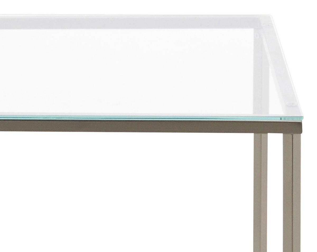 Beistelltisch mit Glasplatte Cross, Klar/Chrom - Chromfarben/Klar, Design, Glas/Metall (50/50/45cm) - MID.YOU