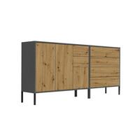 Sideboard Mailand Anthr./eiche Dekor B: 184,5cm - Anthrazit/Eiche Artisan, MODERN, Holzwerkstoff (184,5/86/33cm) - MID.YOU
