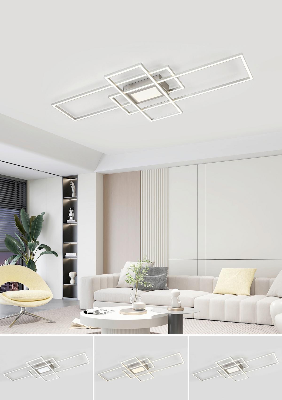 LED-Deckenleuchte Christina - Alufarben/Weiß, Basics, Kunststoff/Metall (45,8/100/6,4cm) - Luca Bessoni