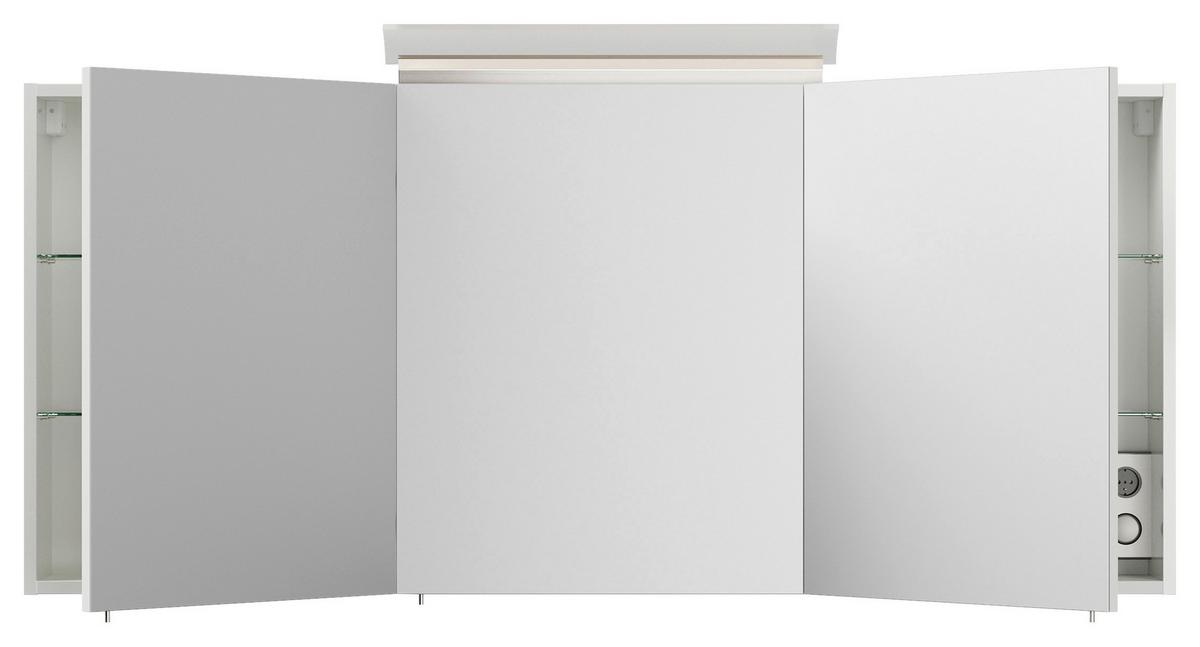 Spiegelschrank Weiß Hochglanz B: 140 cm - Weiß Hochglanz, MODERN, Glas/Holzwerkstoff (140/62/17cm) - MID.YOU