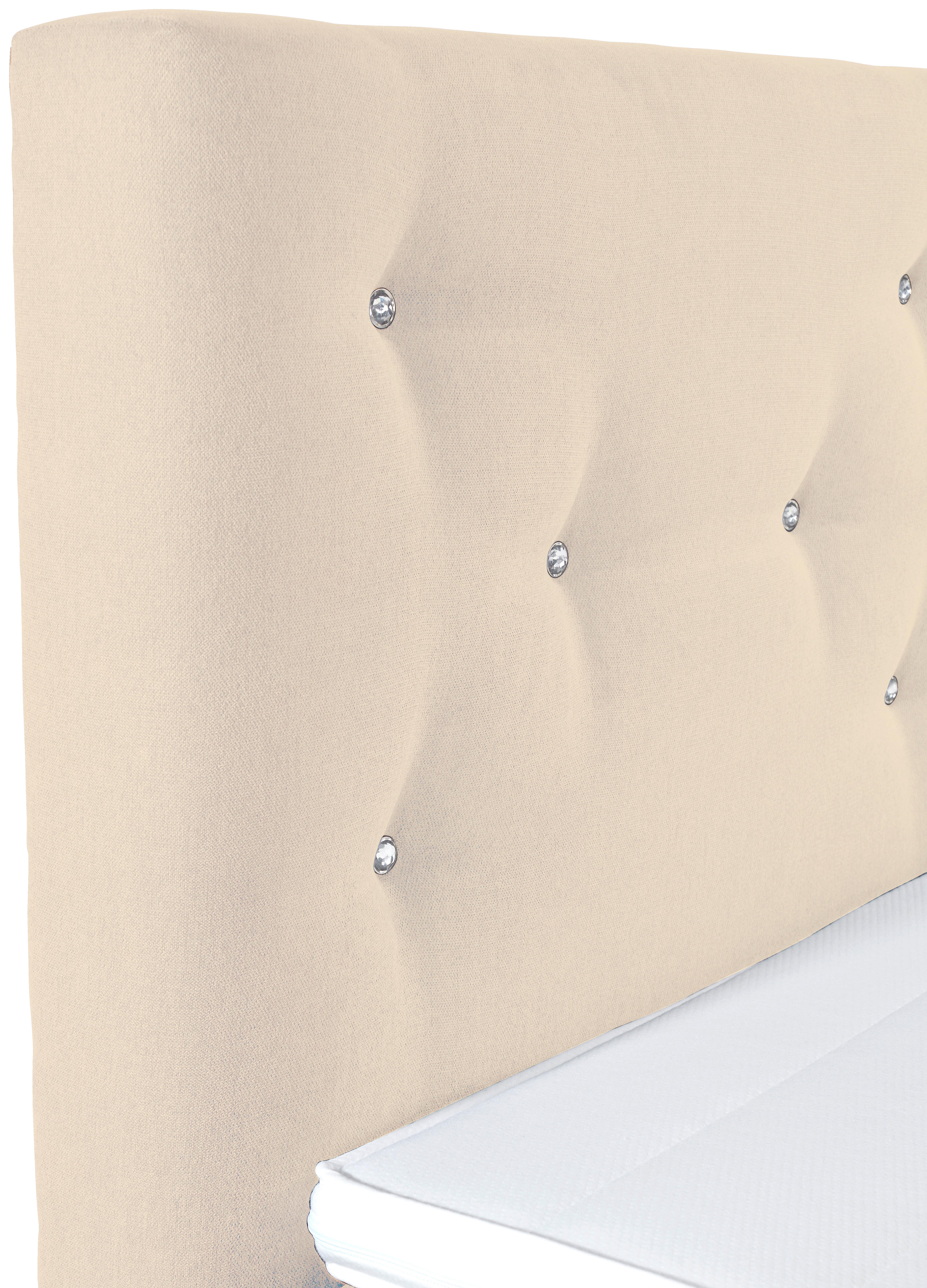 Boxspringbett mit Topper Lederlook 180x200 Luminosa - Beige/Schwarz, MODERN, Textil (180/200cm)