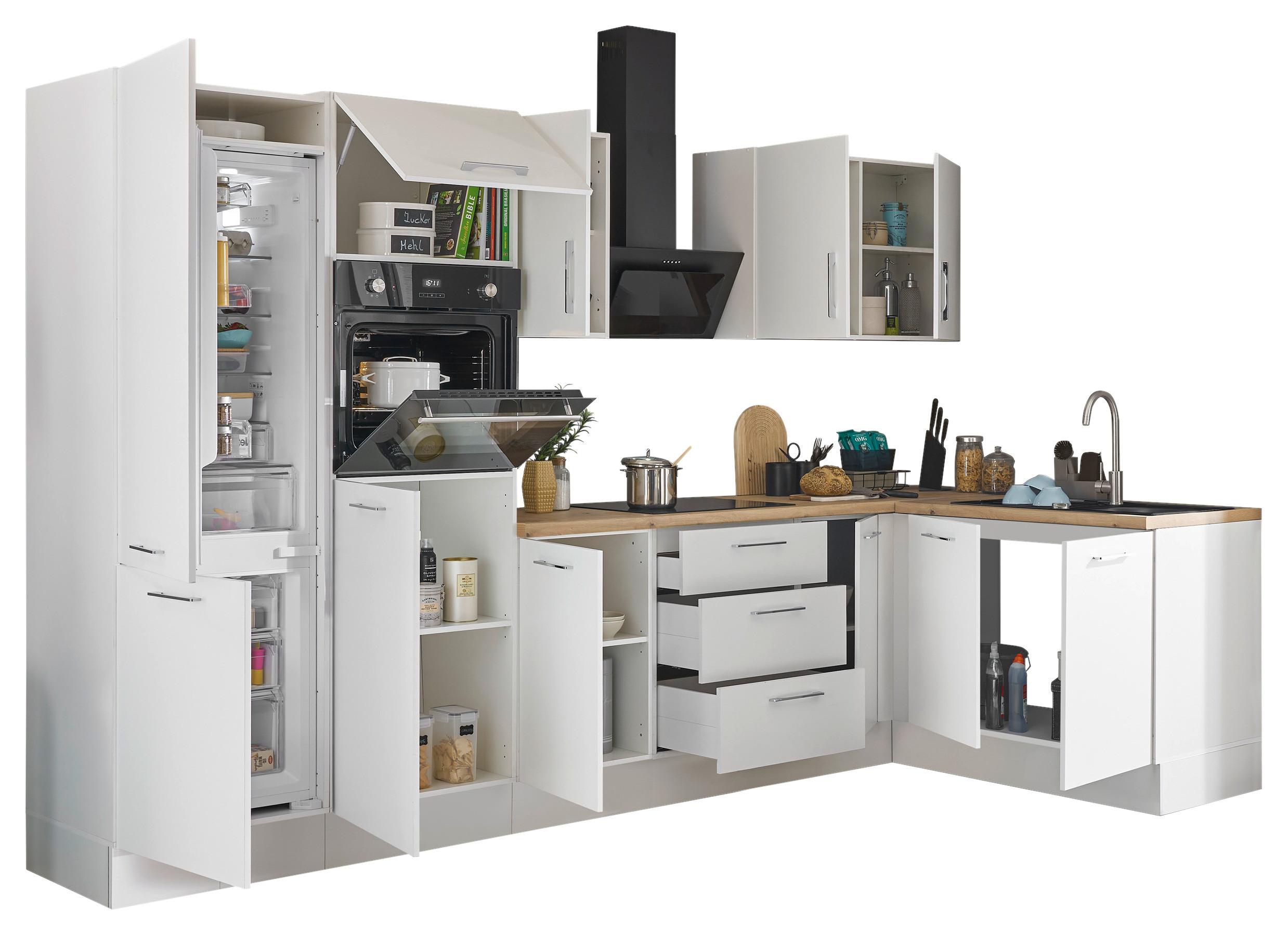 Eckküche Turin Weiß/Eiche Dekor 330x165 cm - Weiß/Eiche Artisan, Basics, Holzwerkstoff (330/165cm) - MID.YOU