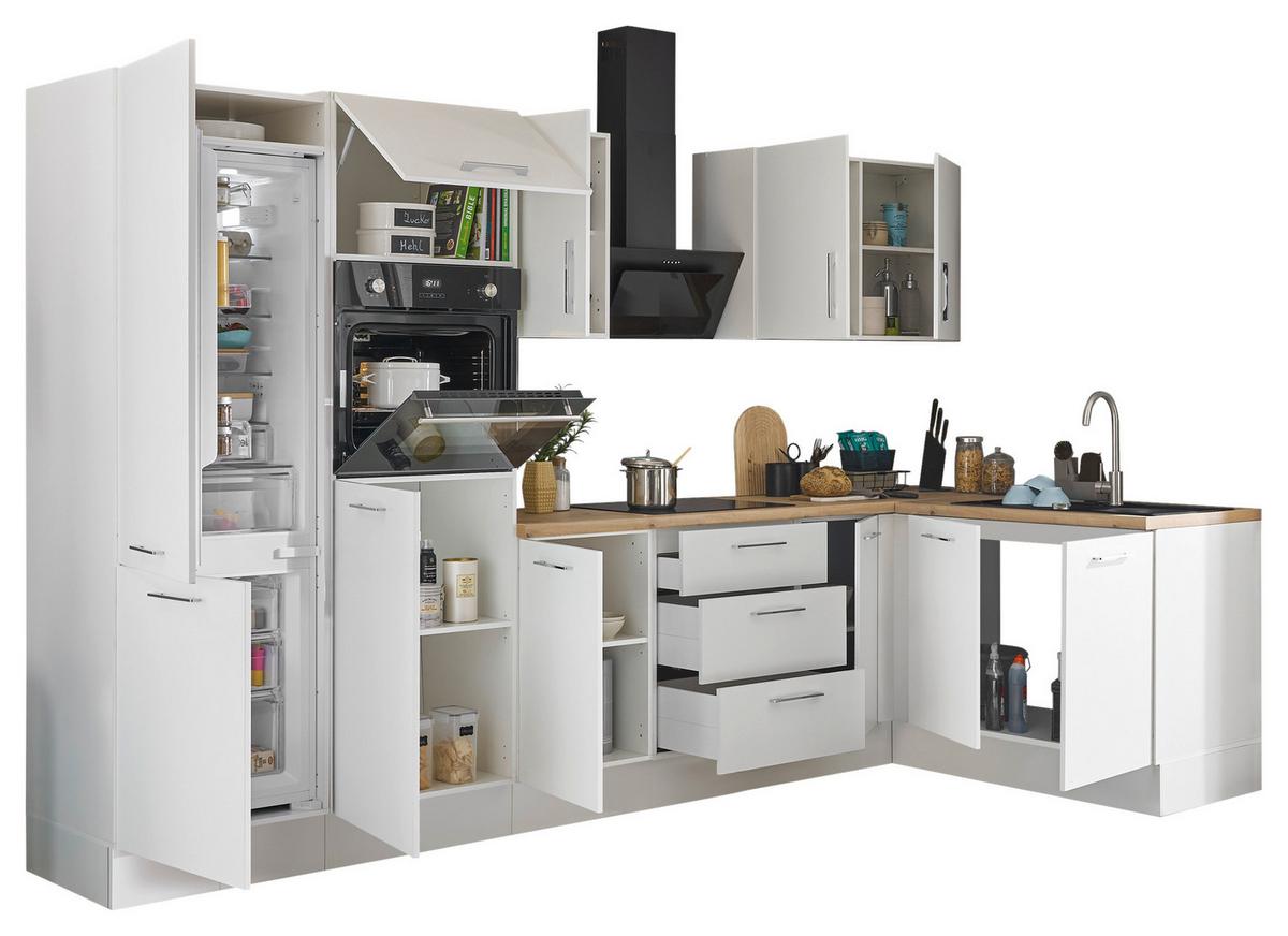 Eckküche Turin Weiß/Eiche Dekor 330x165 cm - Weiß/Eiche Artisan, Basics, Holzwerkstoff (330/165cm) - MID.YOU