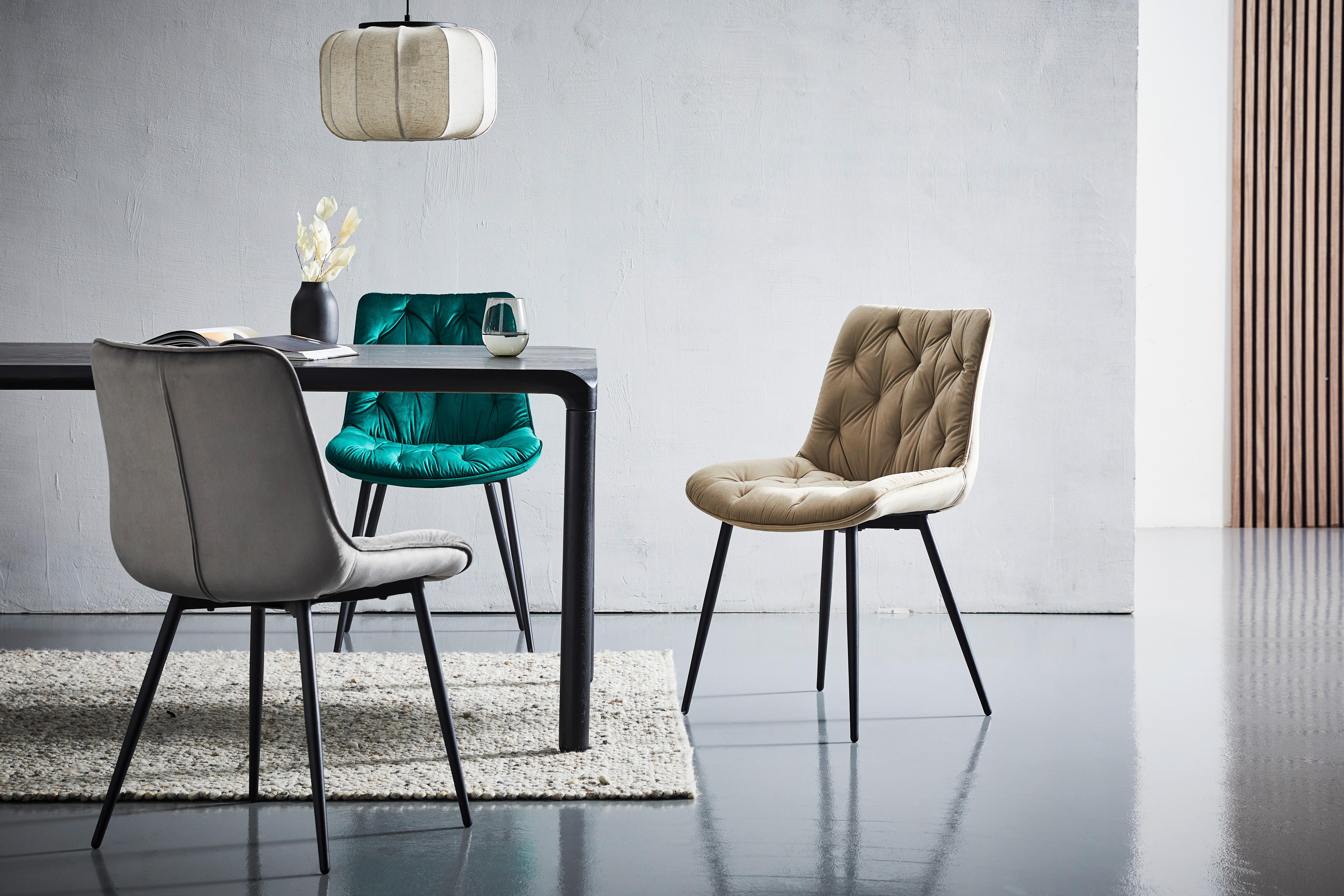 Esszimmerstuhl Langford Taupe Echtholz Beine - Taupe/Schwarz, MODERN, Holz/Textil (52/85/59cm) - Livetastic
