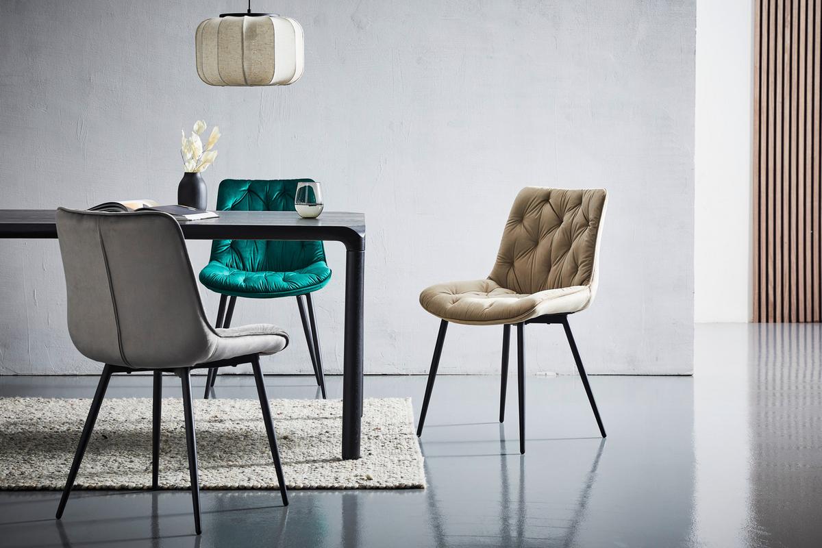 Esszimmerstuhl Langford Taupe Echtholz Beine - Taupe/Schwarz, MODERN, Holz/Textil (52/85/59cm) - Livetastic