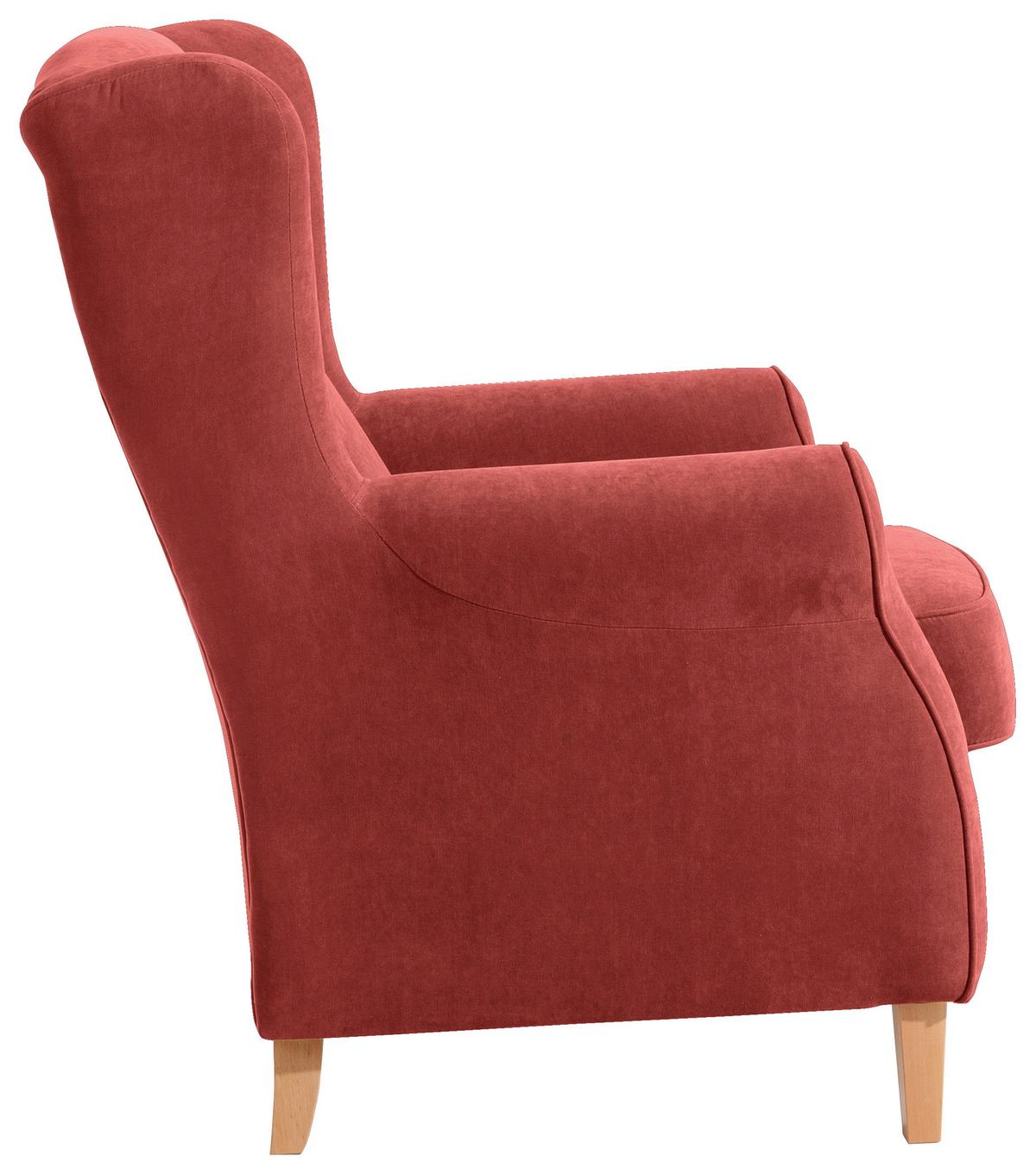 Ohrensessel Lorris - Buchefarben/Terracotta, Design, Textil (77/103/86cm) - Max Winzer