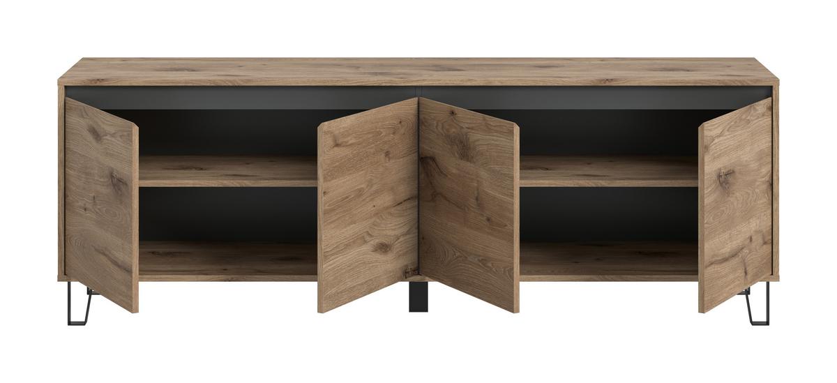 Lowboard Balton Eiche Dekor B: 184 Cm - Eiche dunkel, Design, Holzwerkstoff (184/64/40cm) - MID.YOU
