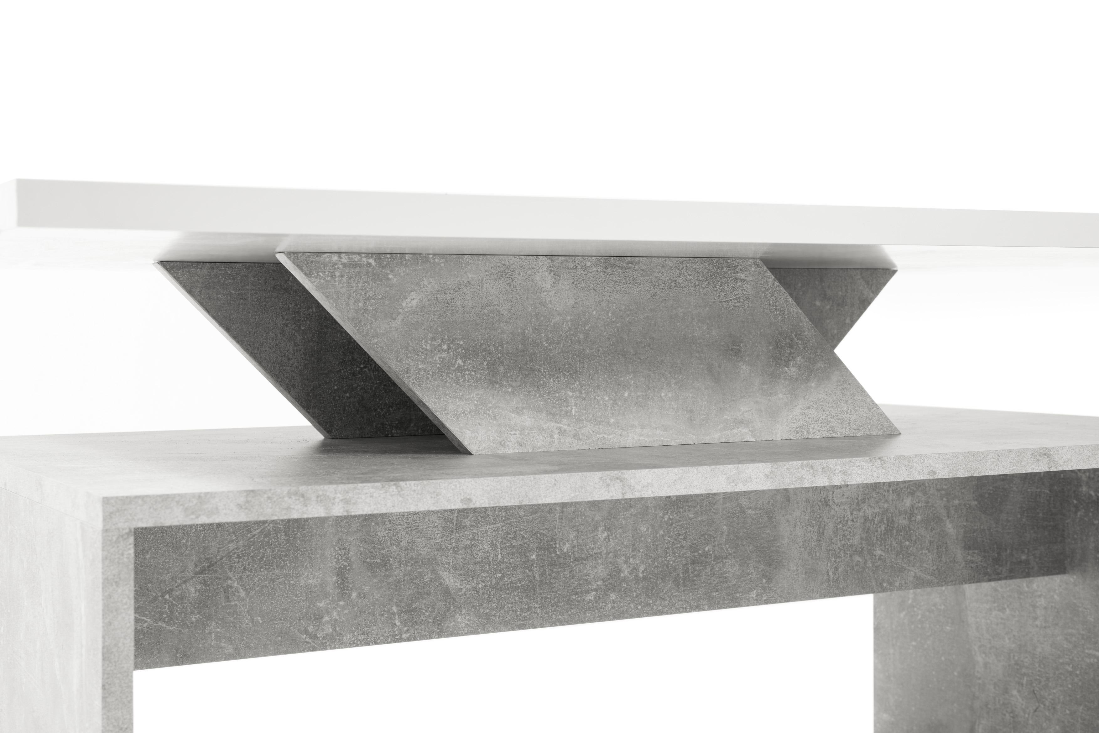 Couchtisch Holz + Ablagefläche Allegra Beton Dekor/weiß - Hellgrau/Weiß, Design, Holzwerkstoff (100/60/50cm) - MID.YOU