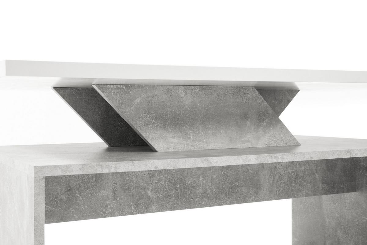 Couchtisch Holz + Ablagefläche Allegra Beton Dekor/Weiß - Hellgrau/Weiß, Design, Holzwerkstoff (100/60/50cm) - MID.YOU