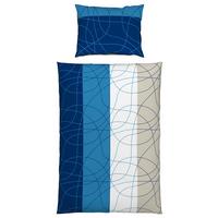 Cretonne Bettwäsche 140x200 cm Julia Baumwolle Blau/Weiß/Grau - Blau/Weiß, MODERN, Textil - Luca Bessoni