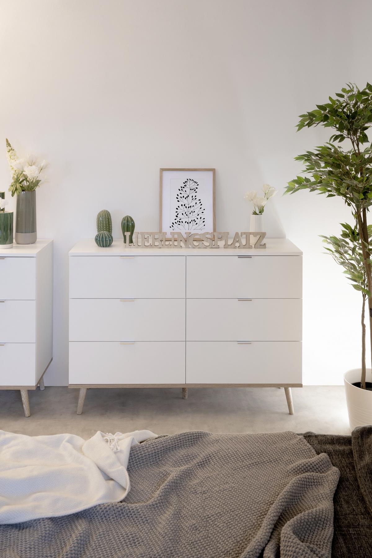 Kommode Göteborg Weiß/sonoma Eiche B: 120 Cm - Weiß/Sonoma Eiche, KONVENTIONELL, Holzwerkstoff (120/87/40cm) - MID.YOU