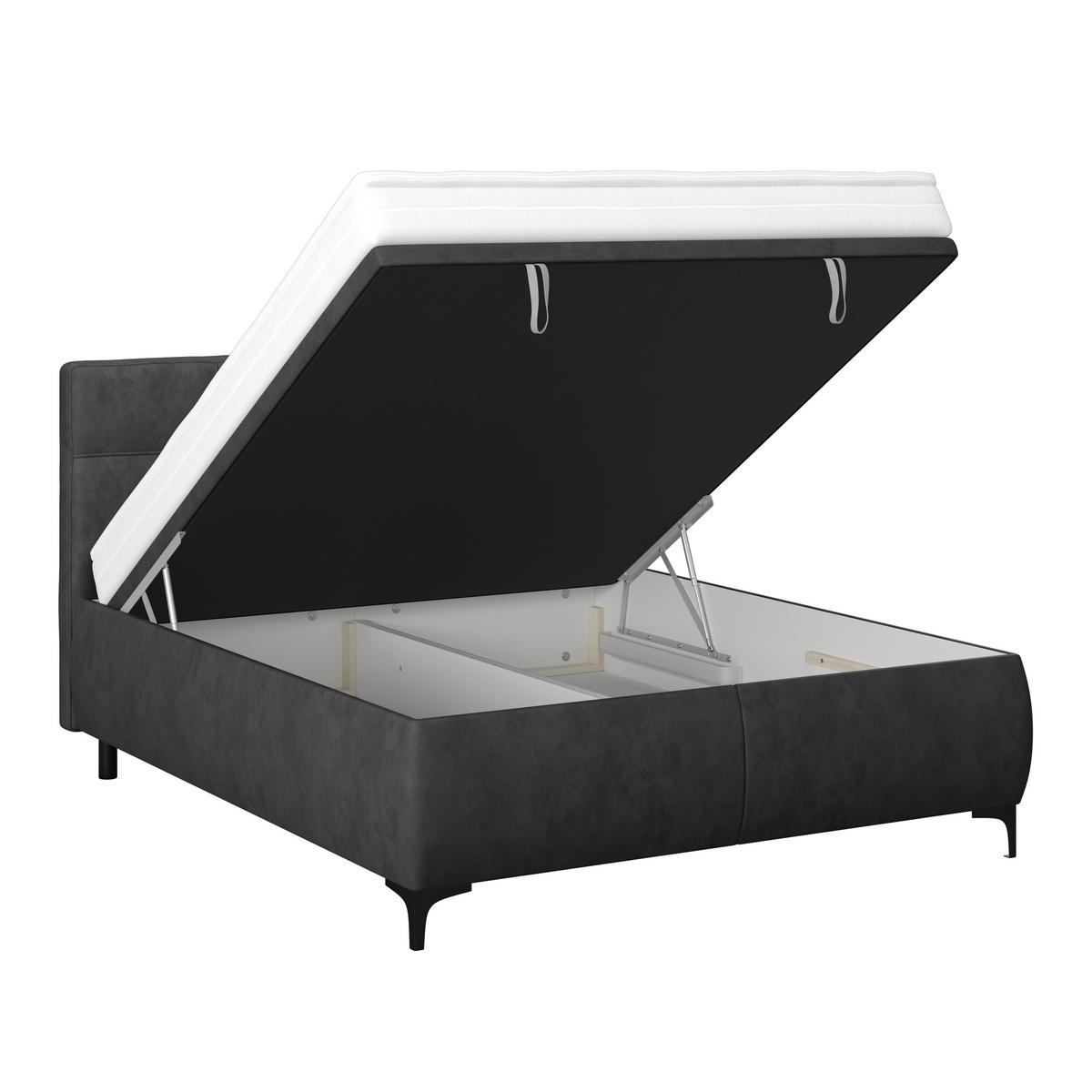 Polsterbett Zeni 140 - Anthrazit/Schwarz, KONVENTIONELL, Holz/Textil (140/200cm)