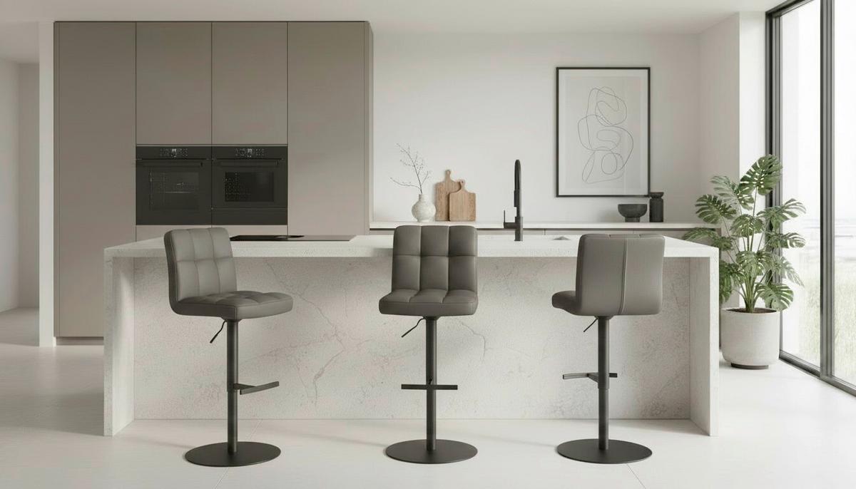 Barhocker Triest Grau B: 43 cm - Schwarz/Grau, MODERN, Leder/Metall (43/92/113/51,5cm) - Livetastic
