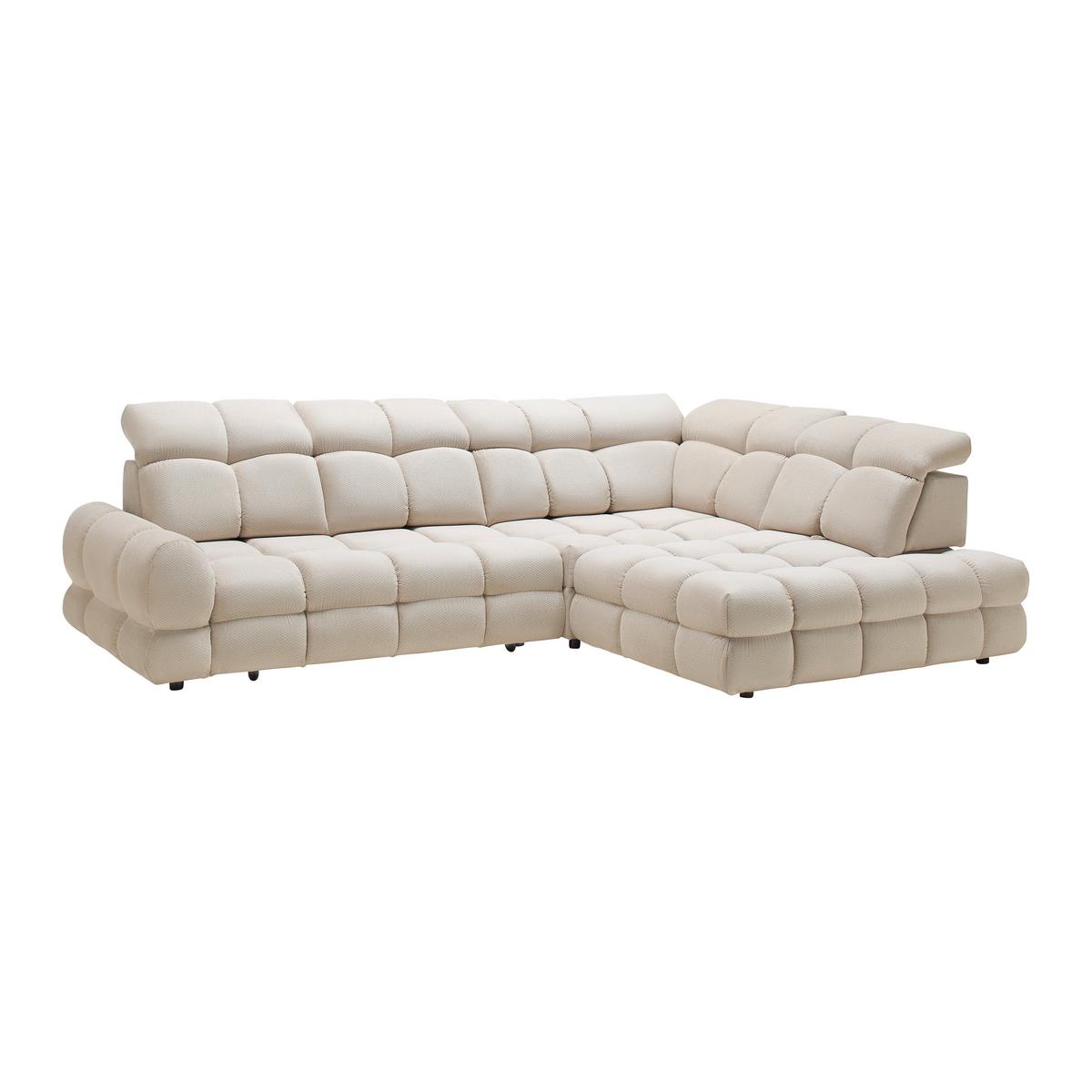 Rohová sedačka TOLLO L, pravá, béžová, elektrický výsuv - čierna/béžová, Modern, drevo/kompozitné drevo (302/217cm) - Premium Living