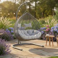 Závěsné křeslo Bari - šedá/světle šedá, Moderní, kov/textil (130/201/116cm) - Bessagi Garden