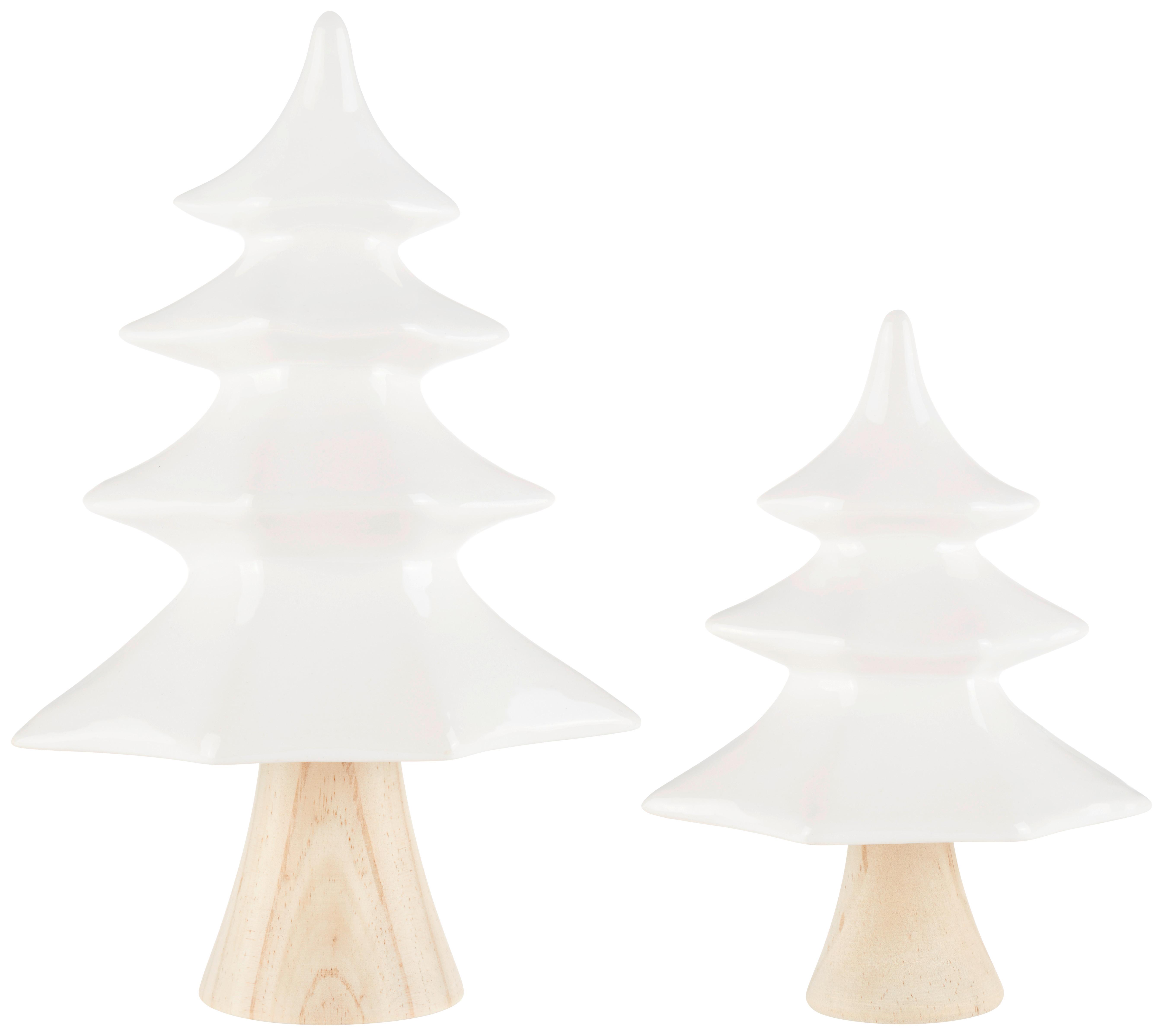 Dekobaum Elis - Braun/Weiß, KONVENTIONELL, Holz/Keramik (17,3/11/28,5cm) - Luca Bessoni