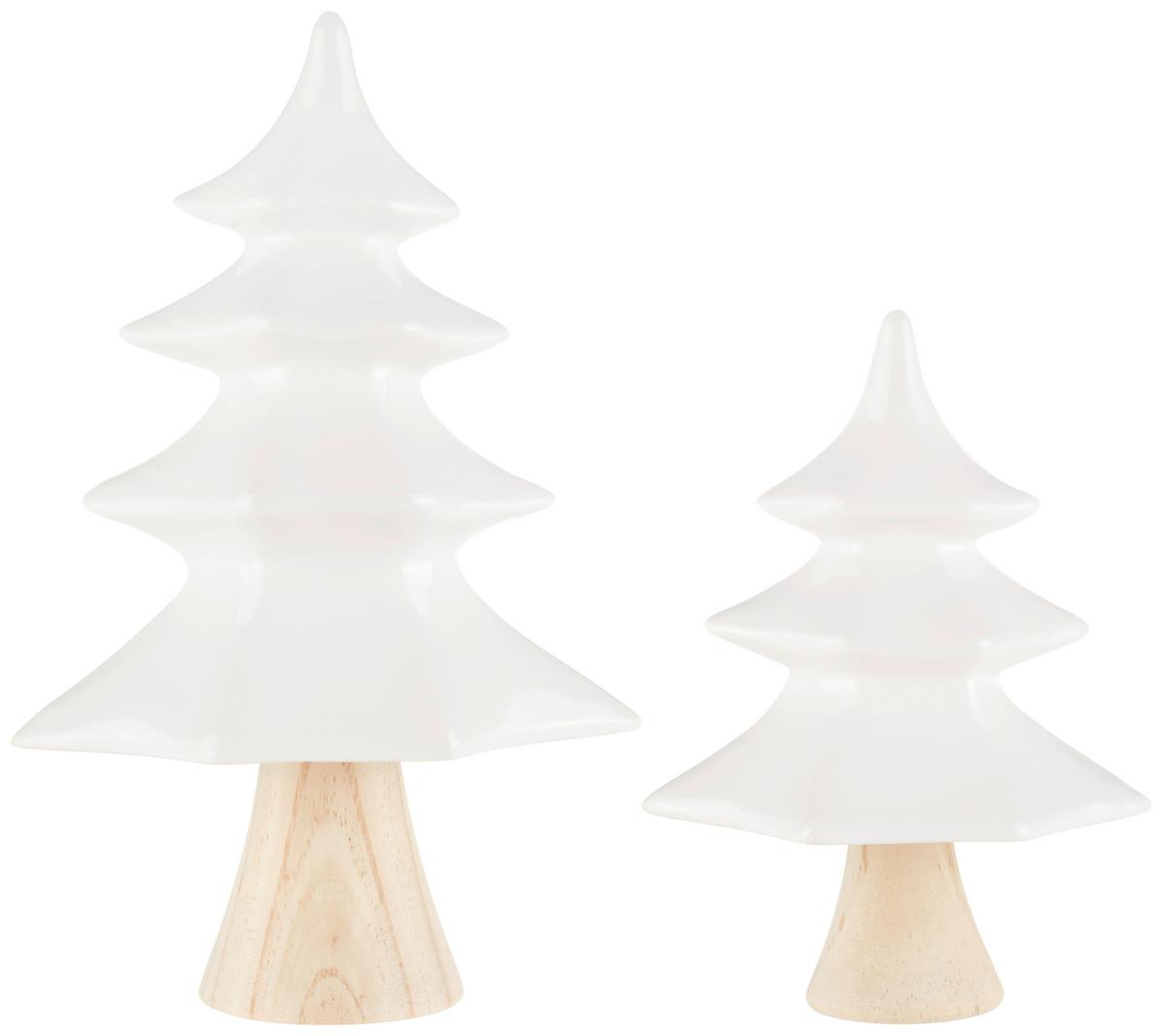 Dekobaum Elis - Braun/Weiß, KONVENTIONELL, Holz/Keramik (17,3/11/28,5cm) - Luca Bessoni