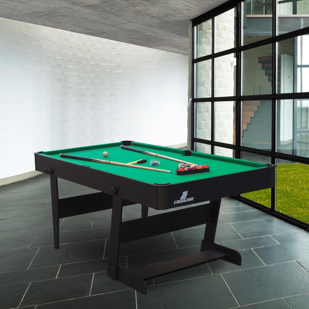 Billardtisch Hustle L: 152 Cm Grün/schwarz Abgerundete Ecken - Schwarz/Grün, MODERN, Holz (152/79/76cm) - Ambia Garden