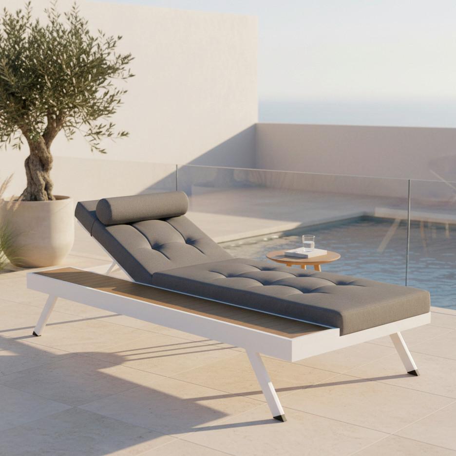 ZAHRADNÍ LEHÁTKO AVOLINA - bílá/tmavě šedá, Moderní, kov/textil (199/30/86cm) - Bessagi Garden