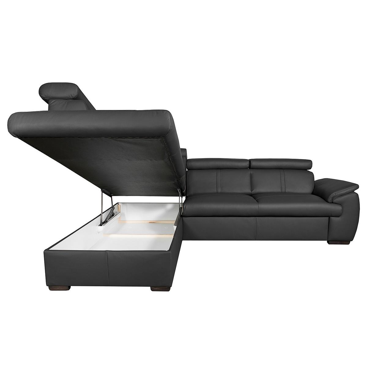 Ecksofa City Schwarz B: 211x265 Cm - Wengefarben/Schwarz, Design, Leder (211/265cm) - Livetastic