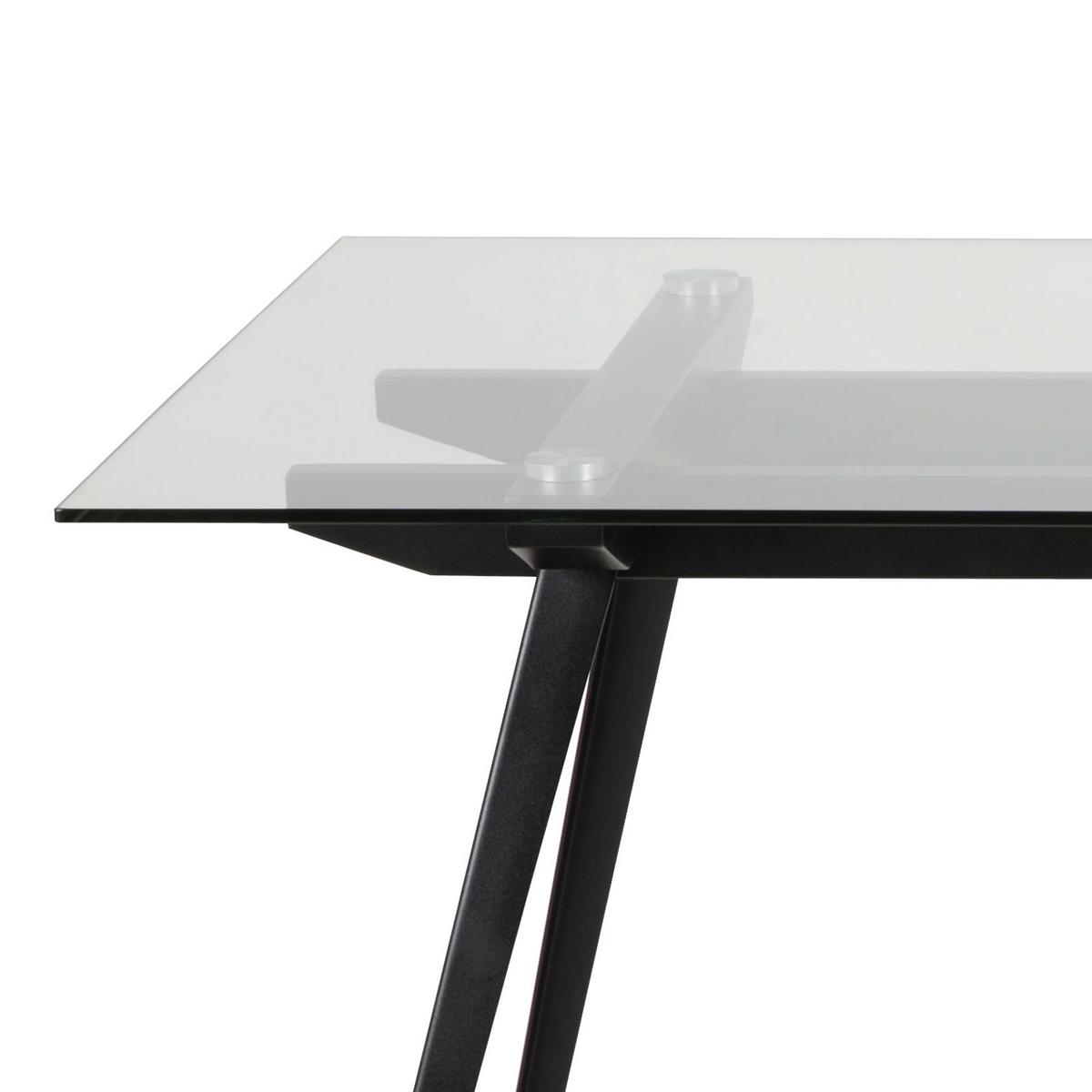 Esstisch Monti 180x90 cm Klarglas/Schwarz - Schwarz, Design, Glas/Metall (180/90/75cm) - MID.YOU