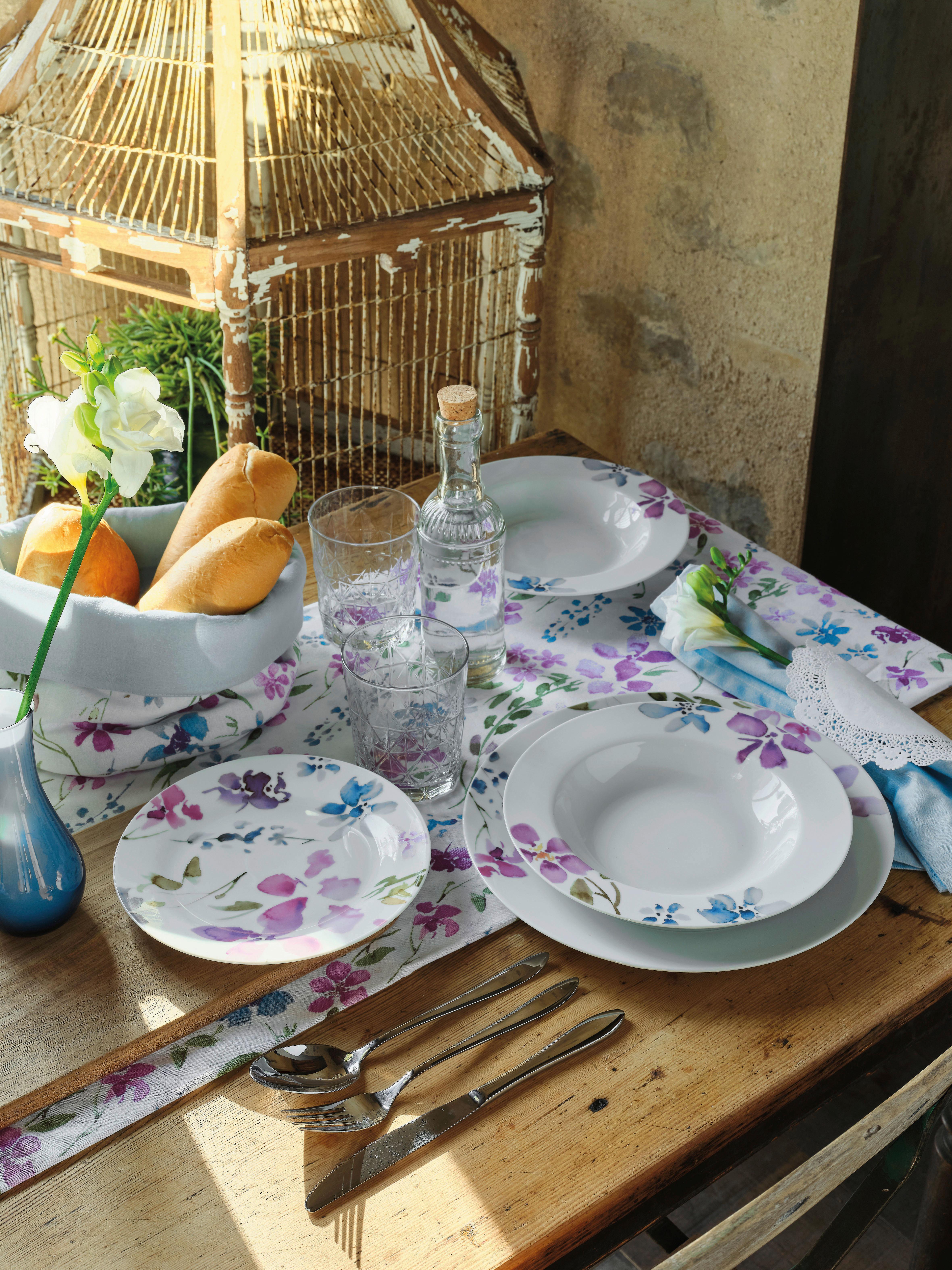 Jedálenský Servis Alma, 18-Dielny Set, Kvety - biela, Moderný, keramika (39/28,5/22cm) - Tognana