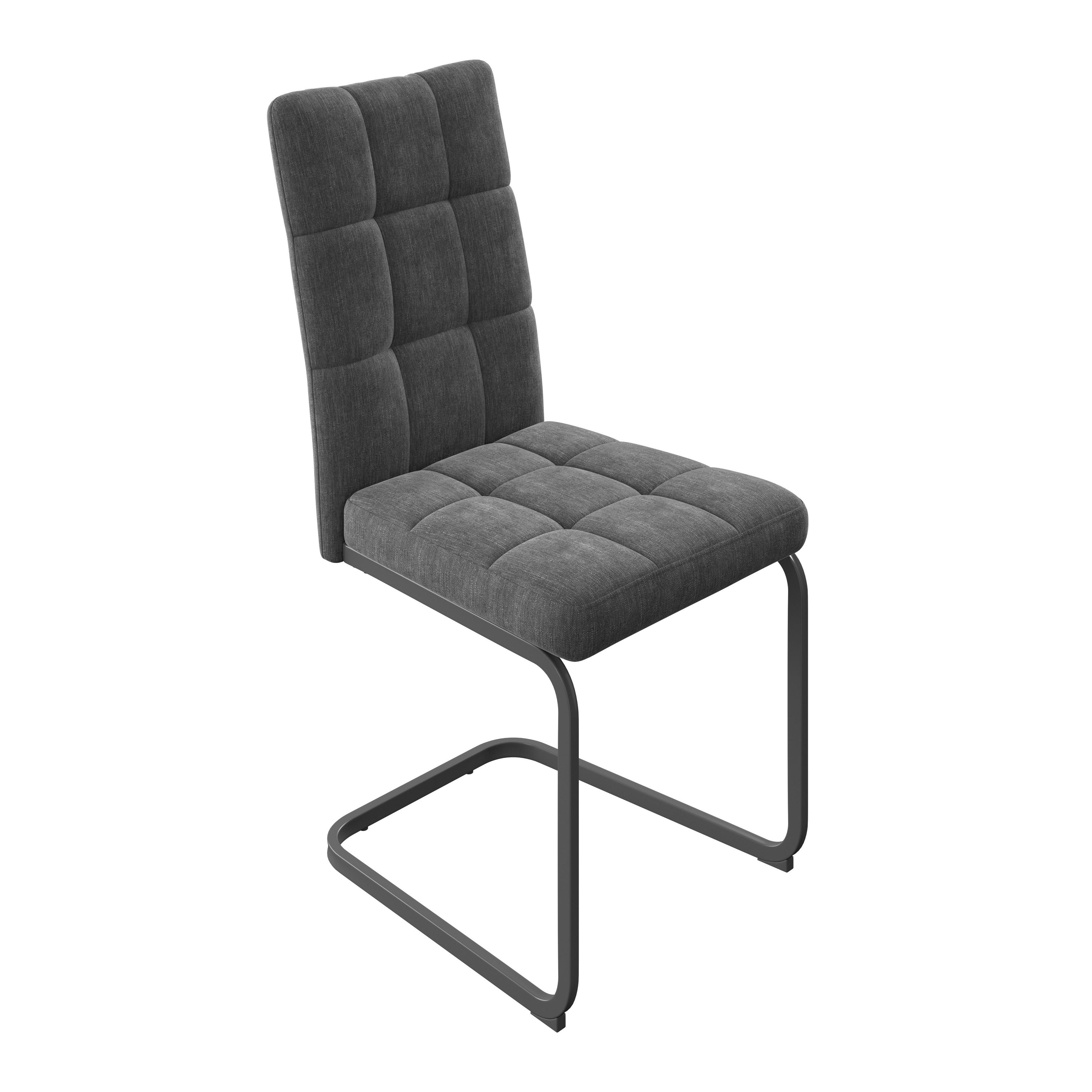Esszimmerstuhl Laslo Dunkelgrau - Dunkelgrau/Schwarz, MODERN, Textil/Metall (43/92/56cm) - MID.YOU
