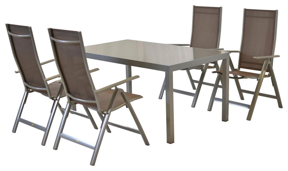 Gartenset Carrara - Taupe/Silberfarben, MODERN, Textil/Metall - Gardenson