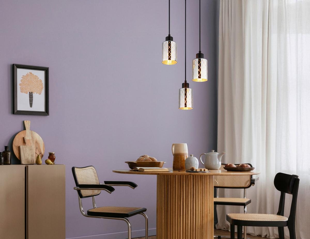 HÄNGELEUCHTE Exkl. 3xE27 40W - Klar/Chromfarben, Basics, Glas/Kunststoff (29/120cm) - Globo
