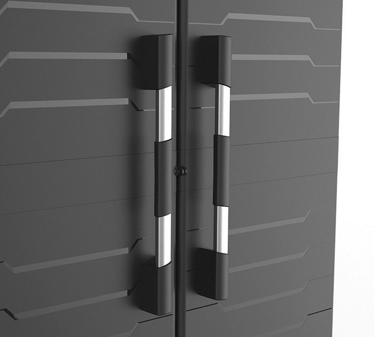 Werkzeugschrank E-com Xl Garage B:54cm Schwarz/silber - Silberfarben/Schwarz, Design, Kunststoff (89/188/54cm) - Keter