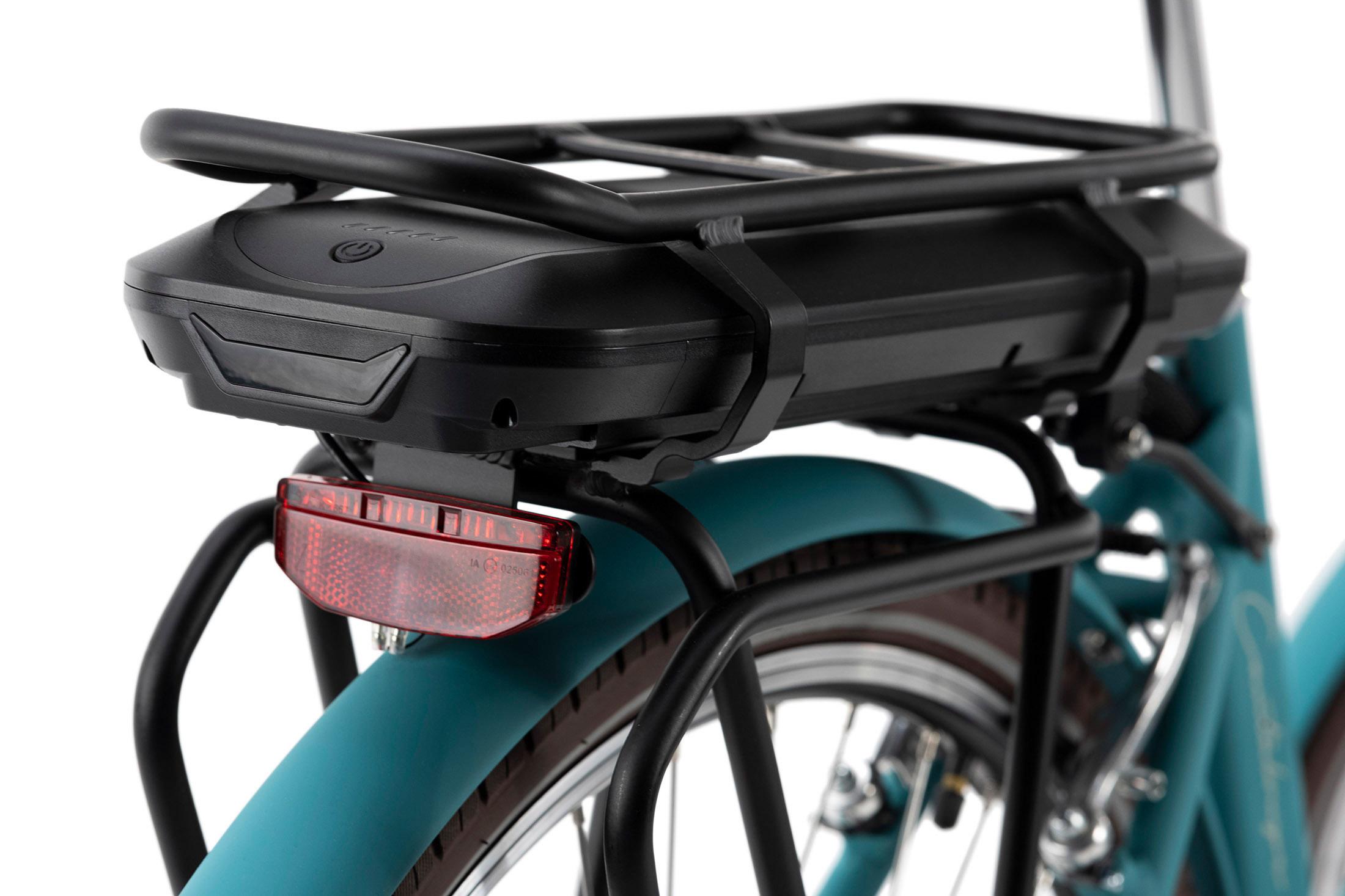 Elektrofahrrad Alu City Türkis Gepäckträger