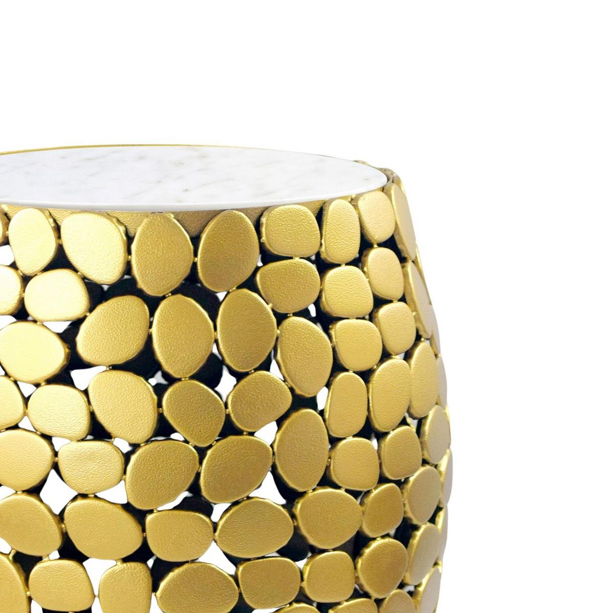 Beistelltisch Goldfarben B: 40 cm - Goldfarben, Design, Stein/Metall (40/46/40cm) - Livetastic