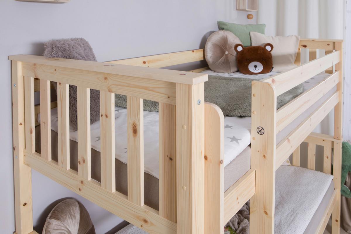 Etagenbett Sammy Kiefer Massiv 90 Cm M. Absturzsicherung - Naturfarben, MODERN, Holz (90/200cm) - MID.YOU