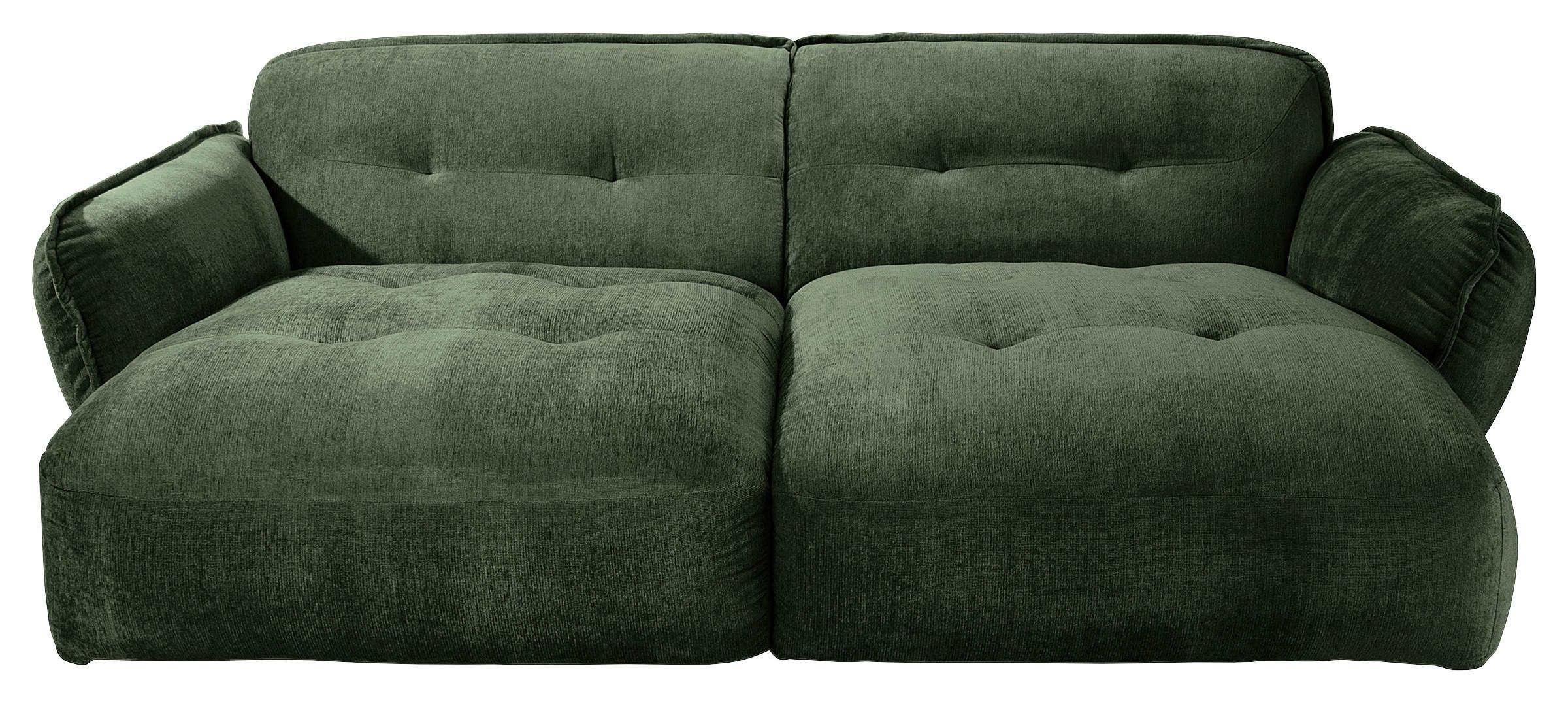 BIGSOFA Fluffy, Dunkelgrün B: 285 cm - Dunkelgrün/Schwarz, MODERN, Textil (285/87/184cm) - Trendmanufaktur