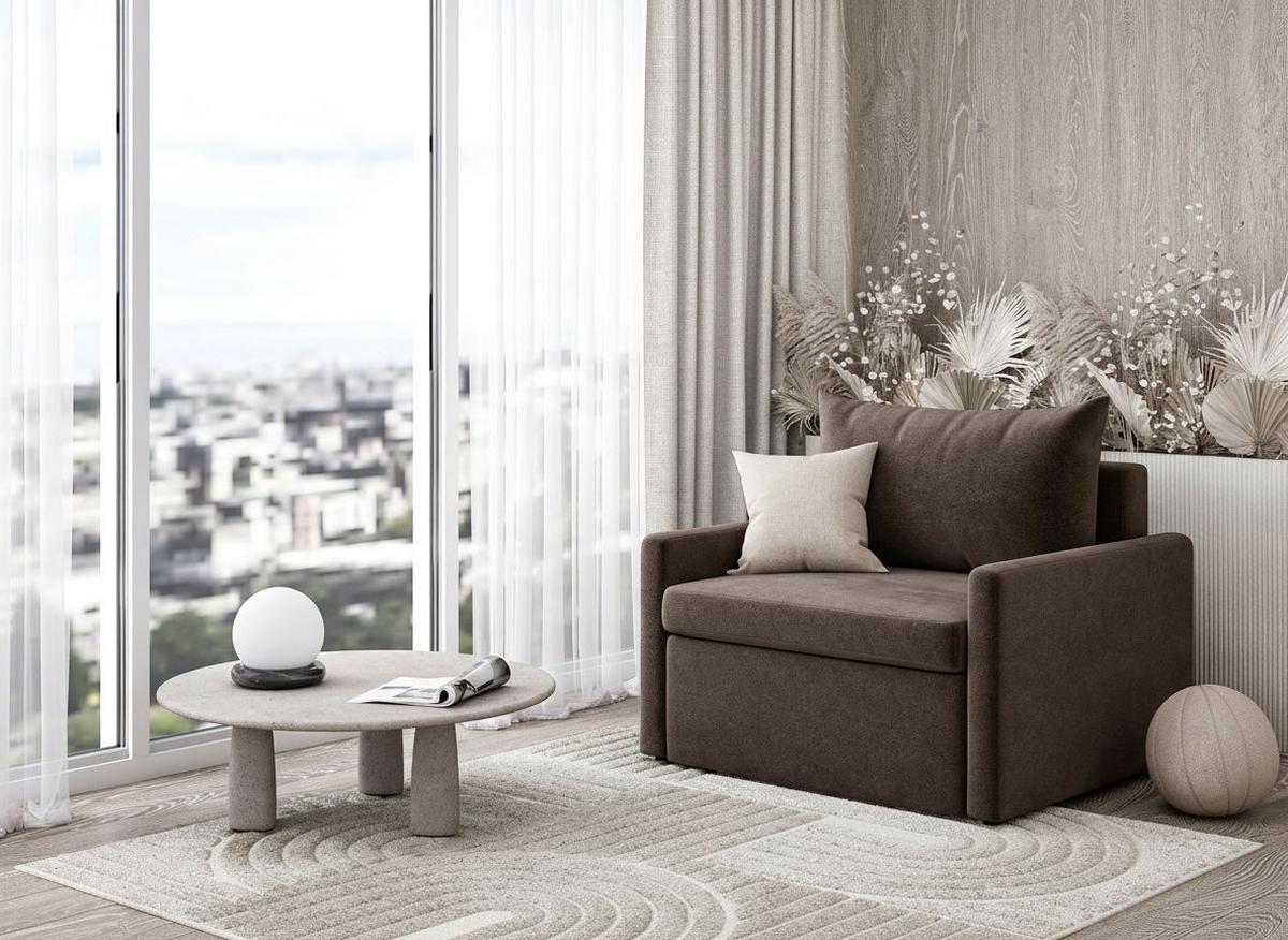 Schlafsessel Cologne Braun B: 92cm - Schwarz/Braun, Design, Textil (92/89/103cm) - MID.YOU