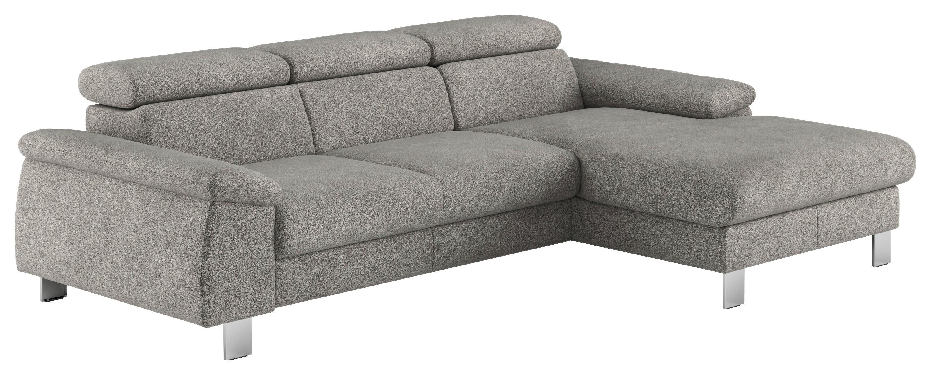Ecksofa Micky, Grau S: 244x166 cm - Chromfarben/Grau, Design, Textil (244/166cm) - Livetastic
