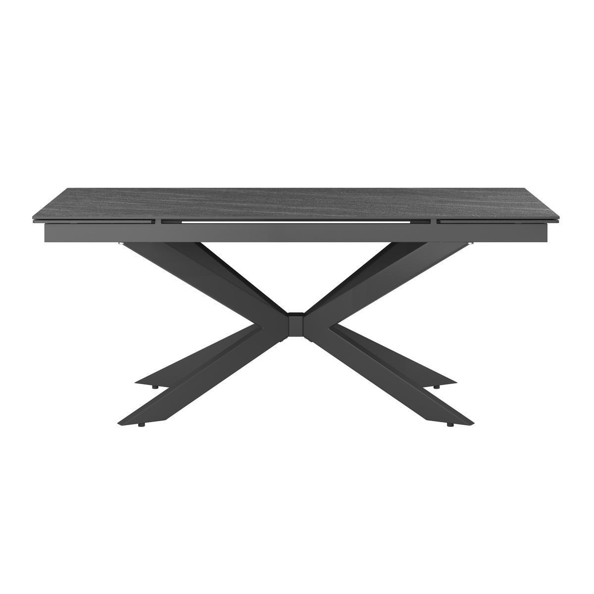 Ausziehtisch Andi Keramikplatte, Ausziehbar - Schwarz/Grau, MODERN, Keramik/Metall (180-260/76/90cm)