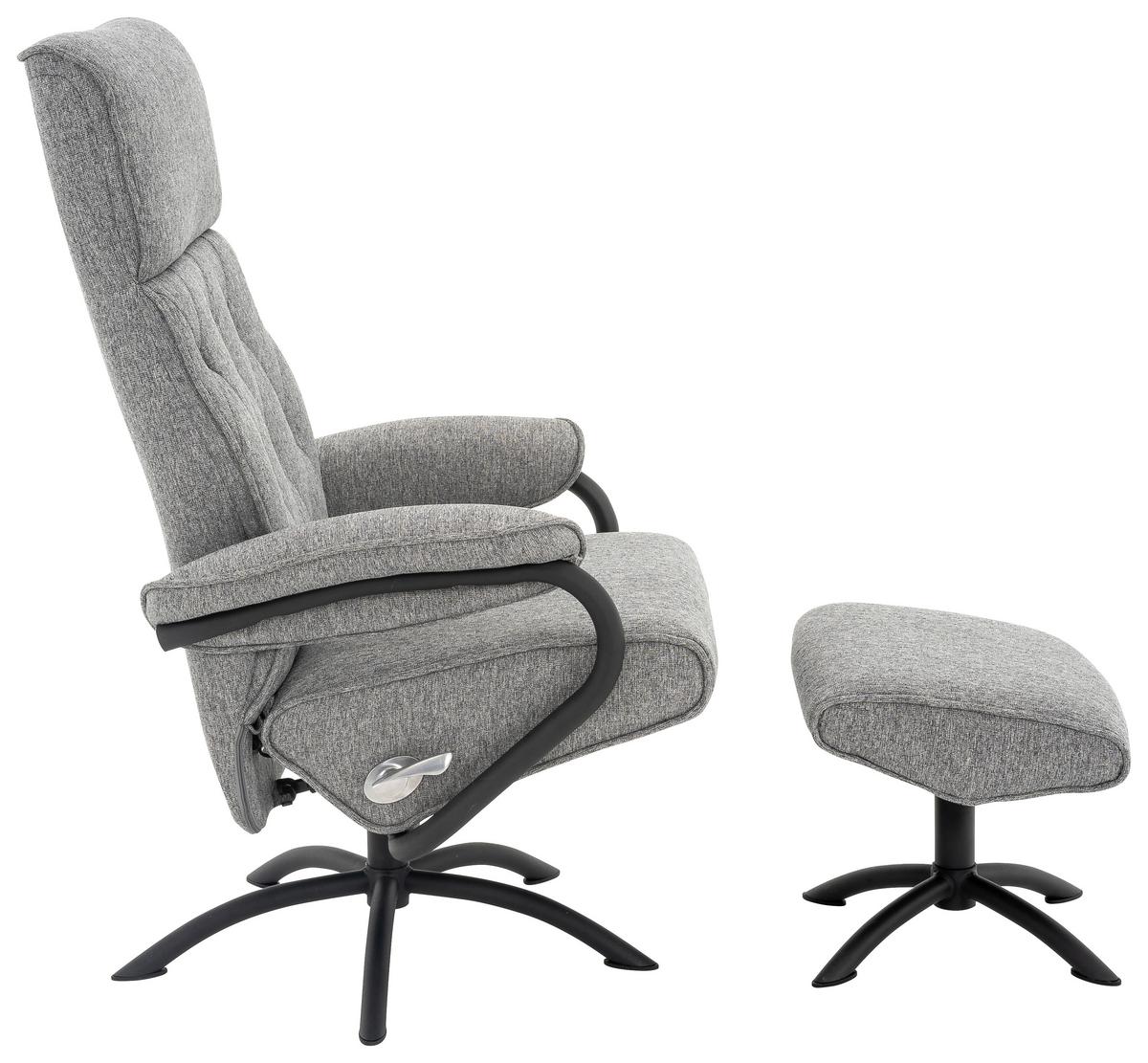 Relaxsesselset Tina - Schwarz/Grau, MODERN, Textil (77,5/107/85cm) - MID.YOU