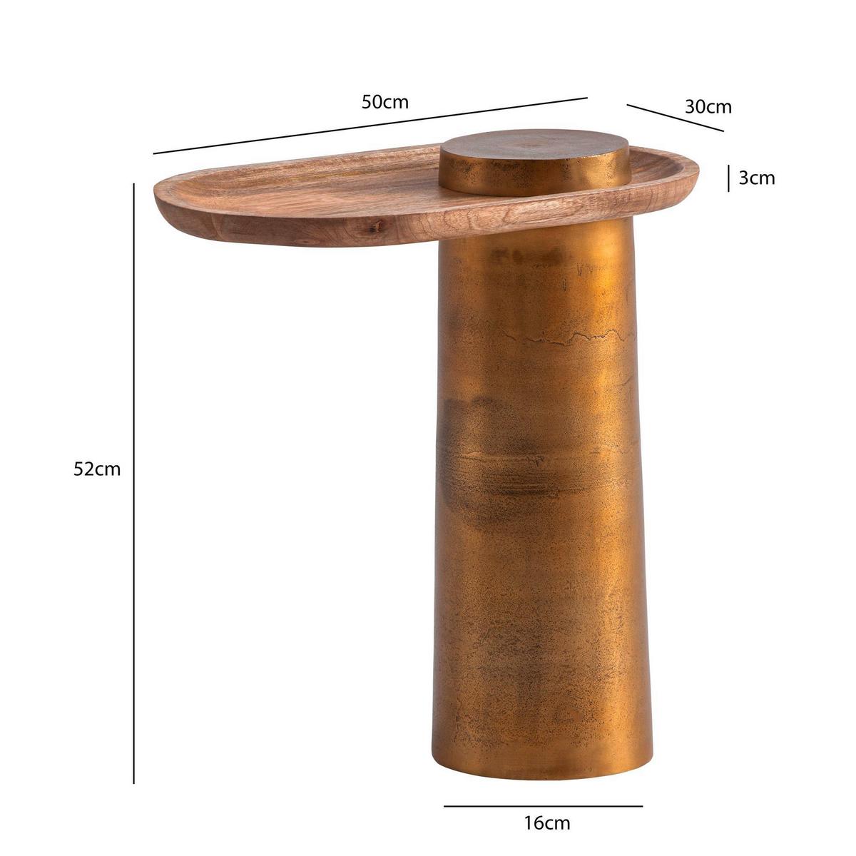Beistelltisch Goldfarben, Eiche L: 50 Cm - Eichefarben/Goldfarben, Design, Holz/Metall (50/30/52cm) - Livetastic